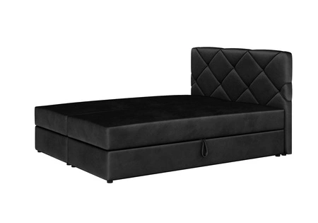 Boxspringbett Luton 160x200 schwarz Bett im modernen skandinavischen Stil mit markantem Kopfteil