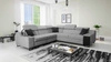 Ecksofa mit Schlaffunktion Alcamo III grau links funktionelles Ecksofa mit einer Schublade in der Seite zwei Behälter für Bettzeug