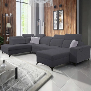 Ecksofa mit Schlaffunktion Kelly Sleek VI graphit rechte Seite modernes Design Ecksofa für Wohnzimmer mit verstellbaren Kopfstützen