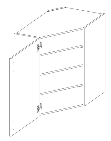 Eck-Küchenwandschrank Asti 60x60 GN-90 1F dampf-, temperatur- und spritzwasserbeständiger Schrank