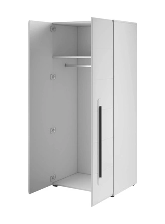 Kleiderschrank Tulsa 90 cm weiß / weiß glänzend ideal für Wohn- oder Schlafzimmer im modernen oder klassischen Stil