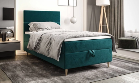 Boxspringbett Bing 120x200 türkis im modernen skandinavischen Stil mit gepolstertem Kopfteil Bett mit Staukasten