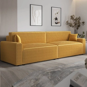 Klappsofa Brandon XL Bis Honig modernes Design dreidimensionalen Stoff mit ausdrucksvollen Streifen Bettzeugbehälter