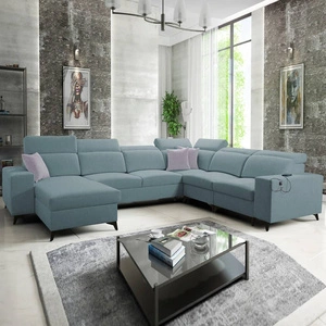 Ecksofa mit Schlaffunktion Kelly Sleek VIII Arctic blau linke Seite stilvolle Ecksofa für Wohnzimmer bietet Komfort beim Entspannen