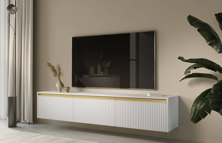 RTV Schrank Imperial 180 cm weiß mit Möglichkeit der Aufhängung stilvolle gefräste Fronten mit interessanten Griffen verziert