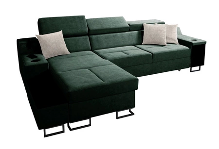 Ecksofa mit Schlaffunktion Alcamo graphit/weiß links elegantes Ecksofa mit einer ausziehbaren praktischen Schublade an der Seite des Möbels