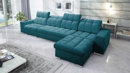 Ecksofa mit Schlaffunktion Luigi XII türkis rechtes ein stilvolles Ecksofa für das Wohnzimmer in einer minimalistischen und eleganten Ausführung