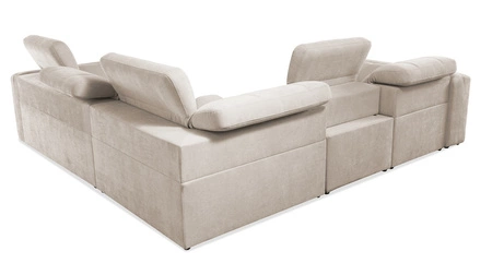 Ecksofa mit Schlaffunktion Cetara III beige links Ergonomisches Ecksofa mit verschiebbarer Rückenlehne und verstellbaren Kopfstützen