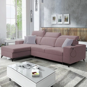 Ecksofa mit Schlaffunktion Kelly Sleek lavendelrosa linke geflochten bequem und funktional Ecksofa Bett für Wohnzimmer