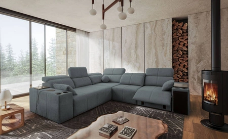 Ecksofa mit Schlaffunktion Tesalia III Lux grau rechtsseitiges Komfort-Ecksofa mit ausziehbarem Fußteil Schiebefunktion der Rückenlehne