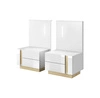 Nachttisch mit Schubladen Adria weiß glänzend / Eiche grandson modernes Möbeldesign Kanten des Schranks mit speziellem ABS-Furnier bearbeitet