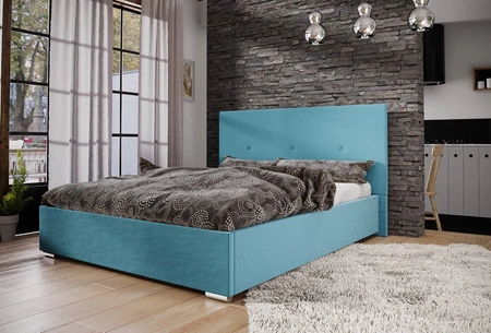 Burgos 140x200 blau gepolstertes Bett mit Kopfteil im modernen Stil ideal für Schlafzimmer