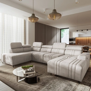 Ecksofa mit Schlaffunktion Castel VI beige rechtsseitig komfortables und elegantes Ecksofa mit zwei Bettkästen