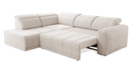 Ecksofa mit Schlaffunktion Cetara VII grau braun links Hochwertiges Ecksofa für das Wohnzimmer mit bequemer Schiebelehne