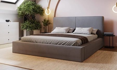 Polsterbett Belli 140x200 grau stilvolles Bett mit Bettzeugablage komfortables Kopfteil besticht durch sein elegantes Design