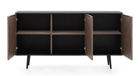 Tullio Möbelset schwarz graphit / Kapitänsdeck elegante Wohnwand mit interessanten Designkantengriffen