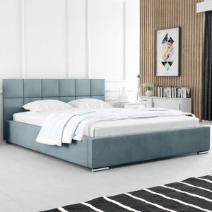 Polsterbett Costa 140x200 hellblau stilvolles Bett mit Bettzeugablage komfortables Kopfteil besticht durch sein elegantes Design