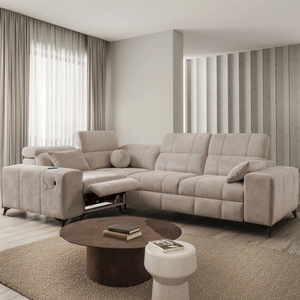 Ecksofa mit Schlaffunktion Penejos II Lux dunkelbeige links komfortables Ecksofa für das Wohnzimmer mit bequemer ausziehbarer Fußstütze