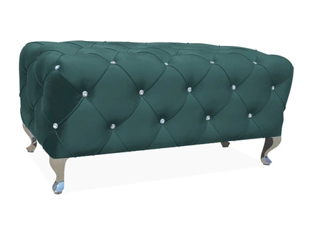 Hesta Pouffe 100 cm grün ideal Hocker Flecken und Kratzer resistent Sitz Pouffe wird als gepolsterte Bank gesteppte Elemente mit Kristallen arbeiten