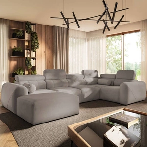 Ecksofa mit Schlaffunktion Cantare IV grau Esche links Sorgfältig verarbeitetes Ecksofa für das Wohnzimmer bietet Komfort und Bequemlichkeit