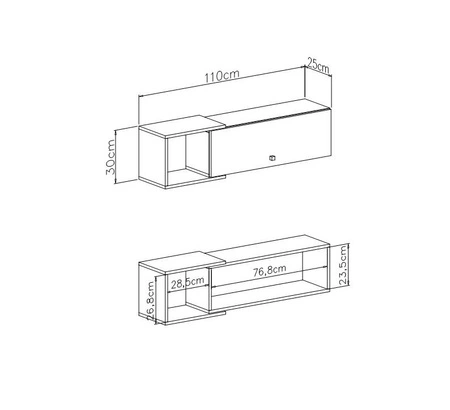 Hängeregal mit Türen Epsilon 110 cm Beton / weiß / Eiche modernes Möbeldesign hochwertige Regalkante mit Spezialfurnier verarbeitet