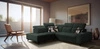 Ecksofa mit Schlaffunktion Buffalo VII grün linksseitig stilvolles Ecksofa mit Bettzeugcontainern Velourstoff