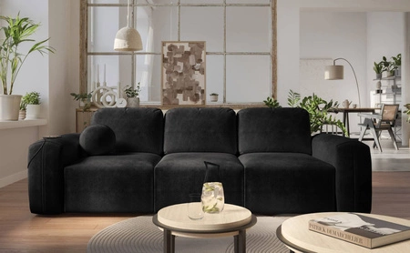 Sofa mit Schlaffunktion Arbon schwarz komfortables und stilvolles Sofa für das Wohnzimmer weicher Plüschstoff verleiht einzigartigen Charakter