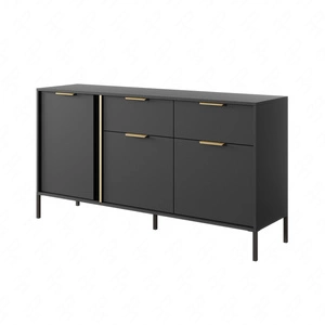 Kommode Golden 153 cm anthrazit modernes Design ideale Kommode für moderne Innenräume goldene Kante Griff fügt Eleganz