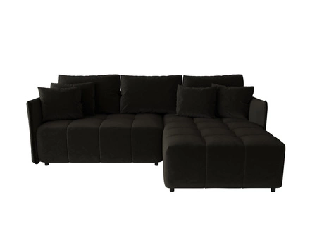 Ecksofa mit Schlaffunktion Oroso gafit rechte Seite weicher Samtstoff mit hydrophober Beschichtung Bettzeugbehälter