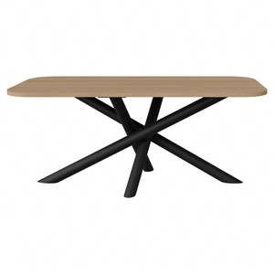 Lyon Tisch 90x185 cm Eiche lindberg / schwarz stilvoller Esstisch auf Designer-Spinnenbeinen höhenverstellbar