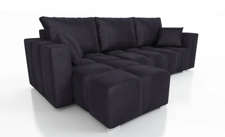 Ecksofa mit Schlaffunktion Linco schwarz universal Ecksofa mit modernem Design aus weichem Plüschstoff