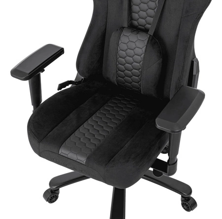 Gaming-Sessel Altimus Pro schwarz komfortabler Sitz aus strapazierfähigem Alcantara verstellbare Armlehnen und Rückenlehne stabiler Rahmen