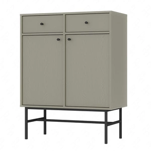 Schubladenkommode Kioto III 84 cm Eukalyptus ideale Kommode für Wohn- oder Schlafzimmer im modernen Stil schwarzer Metallrahmen