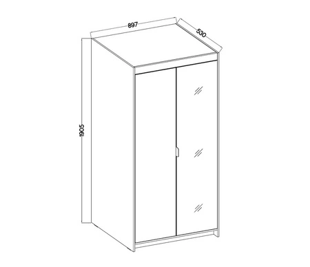 Kleiderschrank mit Spiegel Rene 90 cm beige sand klassisches Design schlichte Form idealer Kleiderschrank für Schlafzimmer oder Flur ABS bearbeitete Kanten