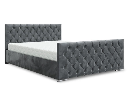 Polsterbett Viamao 160x200 grau mit Container im modernen skandinavischen Stil mit gestepptem Kopfteil und Fußteil