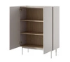 Vellore 97 cm hohe Kommode beige elegante Kommode mit abgesenkter Platte in Eiche Farbton Metallbeine grifflose Fronten