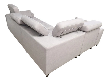 Ecksofa mit Schlaffunktion Castel II blau links bequemes Ecksofa mit verstellbaren Kopfstützen Bettzeugcontainer