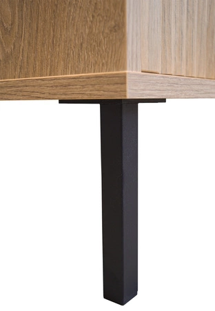 Osaka Kommode 149 cm Eiche evoke / schwarz minimalistisches Design perfekter Vorschlag für Wohnzimmer und Schlafzimmer Kommode geschmackvoll geriffelte Front