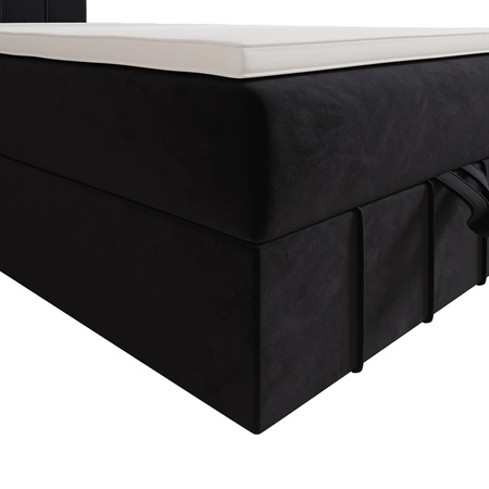 Boxspringbett Casey 90x200 graphit im modernen skandinavischen Stil mit gepolstertem Kopfteil Bett mit Staukasten
