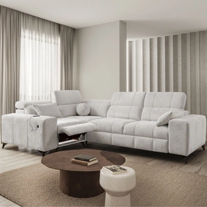 Ecksofa mit Schlaffunktion Penejos II Lux grau Esche links komfortables Ecksofa für das Wohnzimmer mit bequemer ausziehbarer Fußstütze