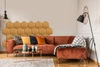 Gepolstertes Paneel Hexagon 30x26 cm gelb stilvolles Wandpaneel Veloursstoff modische Dekoration jedes Interieur
