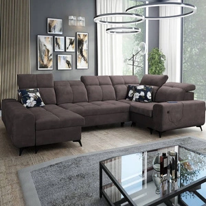 Buffalo IV Ecksofa mit Schlaffunktion braun linksseitig stilvolles Ecksofa mit zwei Bettkästen Velourstoff