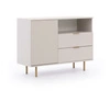Kommode Sula 107 cm beige elegante und funktionelle Kommode mit dekorativer geriffelter Front, die mit Metallgriffen verziert ist