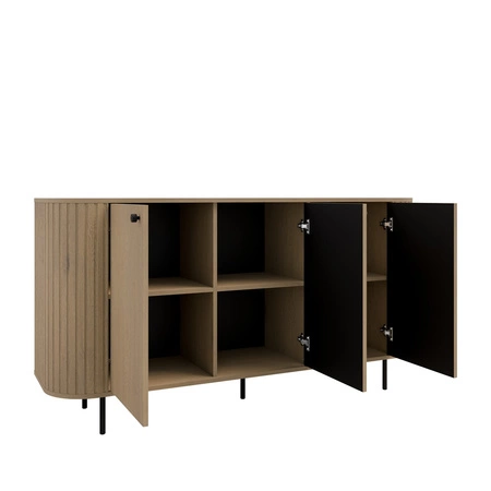 Kommode Ovalio 165 cm Eiche cremona minimalistische Form gemacht Kommode für Wohnzimmer stilvolle ovale Form dekorative Fräsung auf den Körper