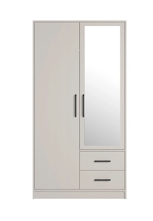 Kleiderschrank mit spiegel Caspe 100 cm beige modernes Design ABS-Finish und Aluminiumgriffe