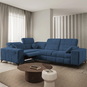 Ecksofa mit Schlaffunktion Penejos II Lux blau links komfortables Ecksofa für das Wohnzimmer mit bequemer ausziehbarer Fußstütze