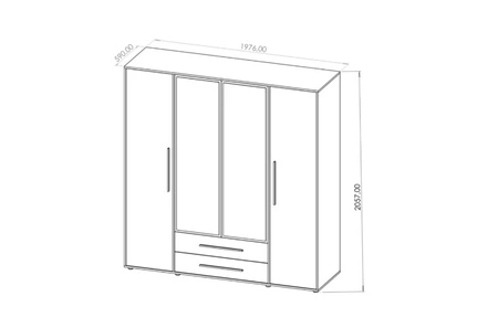 Spiegelschrank Maxione 198 cm beige geräumiger Kleiderschrank für Schlafzimmer Jugendzimmer oder Flur mit Schubladen angereichert