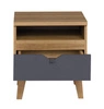Nachttisch mit Schublade Memone Eiche gold / graphit stilvoller Schrank für Schlafzimmer oder Jugendzimmer im skandinavischen Stil