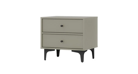 Kioto I Eukalyptus Nachttisch mit Schubladen ideal Schlafzimmer Schrank subtile Griffe Metall Beine