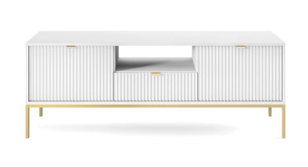 Möbel Set Lovro weiß modernes Design Schrankwand mit Gold Metall Zubehör Möbel für Wohnzimmer oder Wohnzimmer bereichert